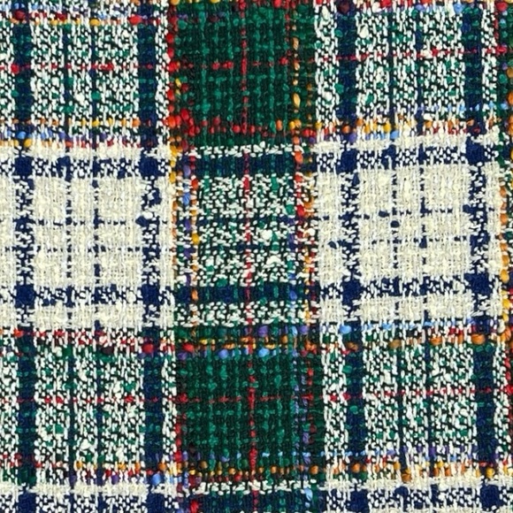 Tory Burch Green Red Blue Gold Purple Cream Tartan Plaid Tweed Skirt Size 6 - Picture 4 of 13